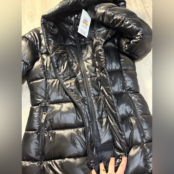 DKNY Shiny Black Puffer Coat - Picture 5 of 5